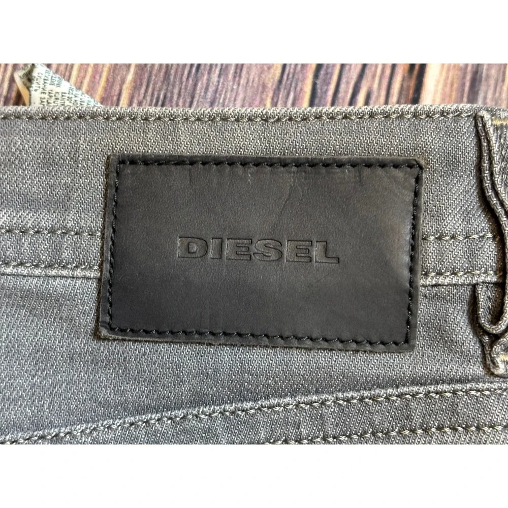 Diesel Buster Jeans Mens 33X34 Gray Stretch Slim Tapered Denim Italian Designer